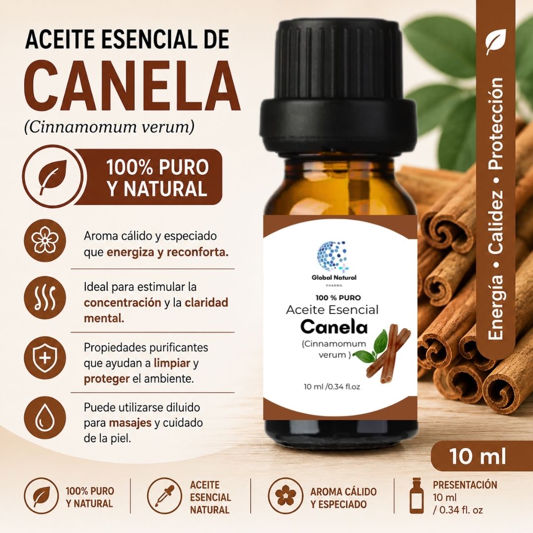 ACEITE ESENCIAL DE CANELA NATURAL PARA AROMATERAPIA Y  DIFUSOR FCO 10ML  – GLOBAL - 3