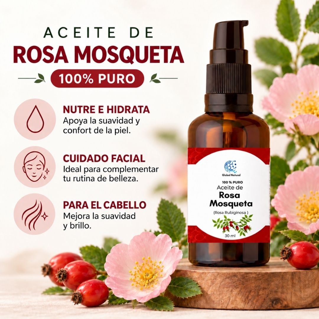 ACEITE DE ROSA MOSQUETA FCO 30ML GLOBAL NATURAL - 3