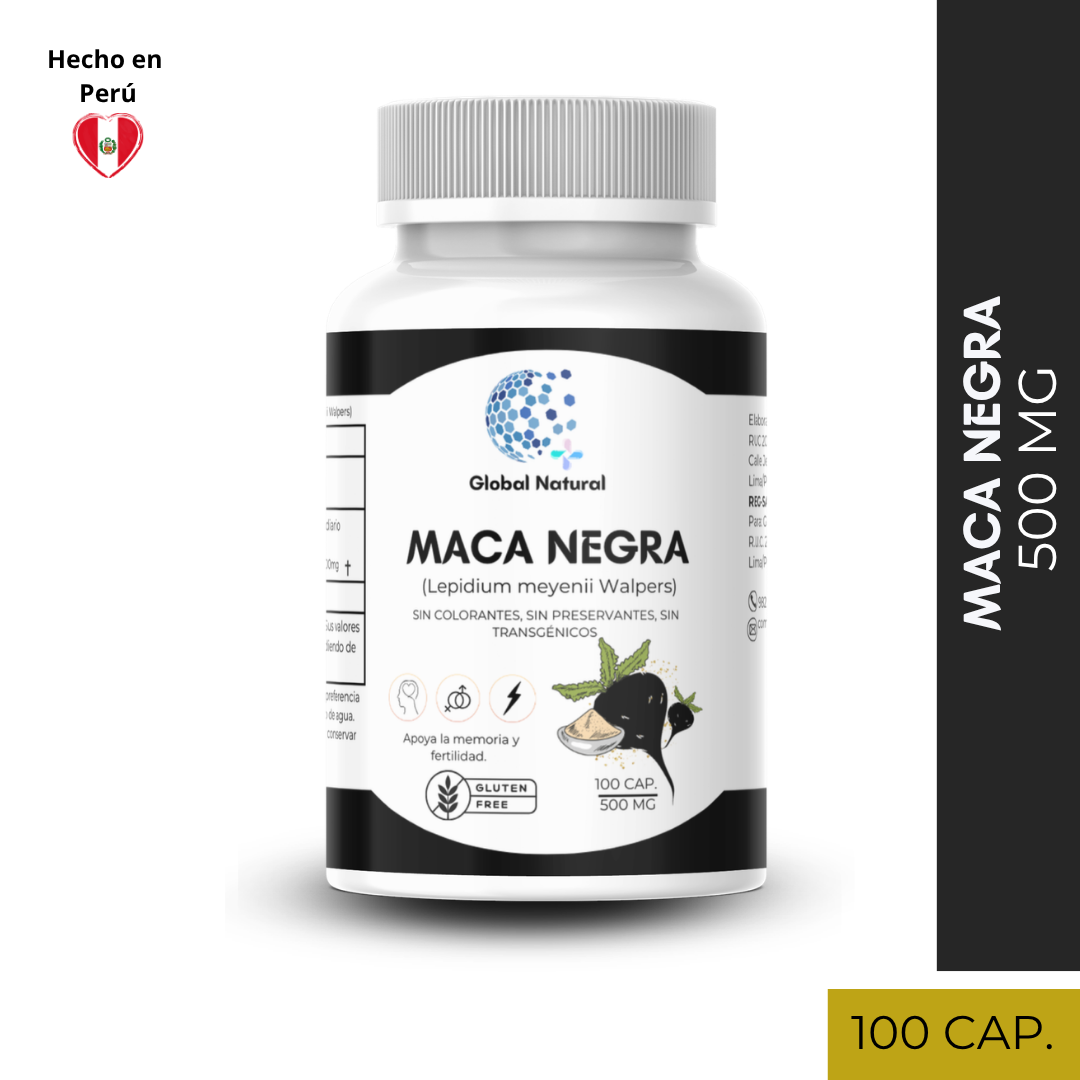 MACA NEGRA EN CAPSULAS 100 UNIDADES DE 500MG - GLOBAL NATURAL - 1