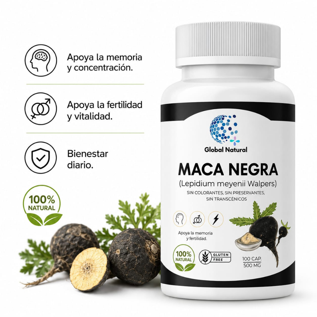 MACA NEGRA EN CAPSULAS 100 UNIDADES DE 500MG - GLOBAL NATURAL - 3