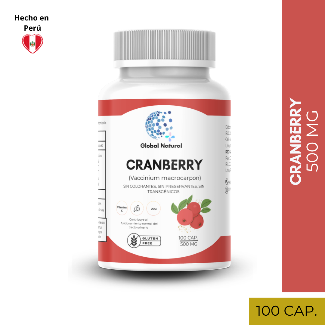 CRANBERRY EN CAPSULAS 100 UNIDADES DE 500MG - GLOBAL NATURAL - 1