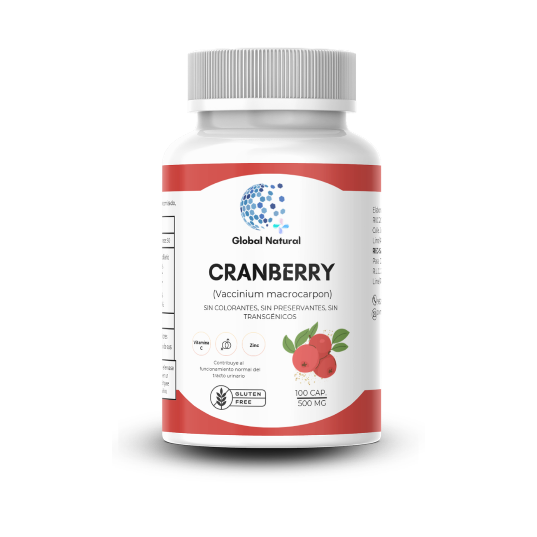 CRANBERRY EN CAPSULAS 100 UNIDADES DE 500MG - GLOBAL NATURAL - 2