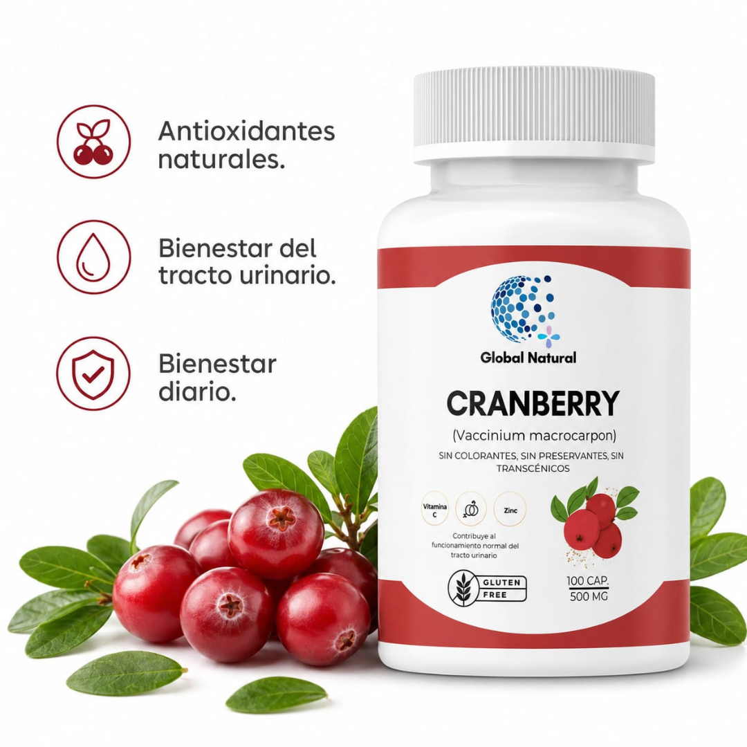 CRANBERRY EN CAPSULAS 100 UNIDADES DE 500MG - GLOBAL NATURAL - 4