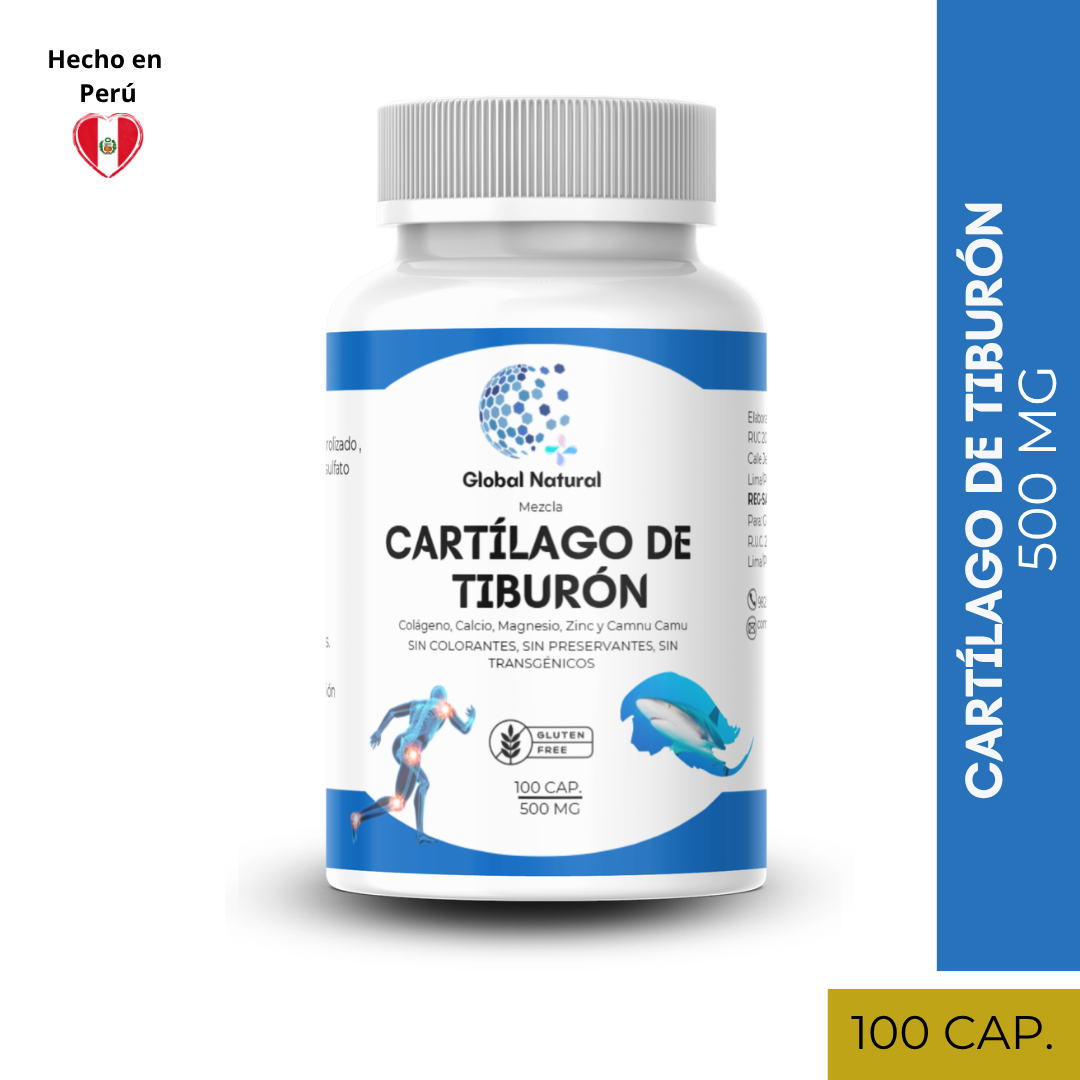 CARTILAGO DE TIBURON EN CAPSULAS 100 UNIDADES DE 500MG - GLOBAL NATURAL - 1