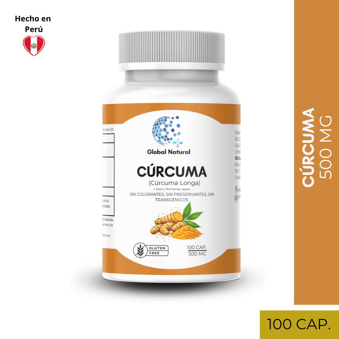 CURCUMA  EN CAPSULAS 100 UNIDADES DE 500MG - GLOBAL NATURAL - 1