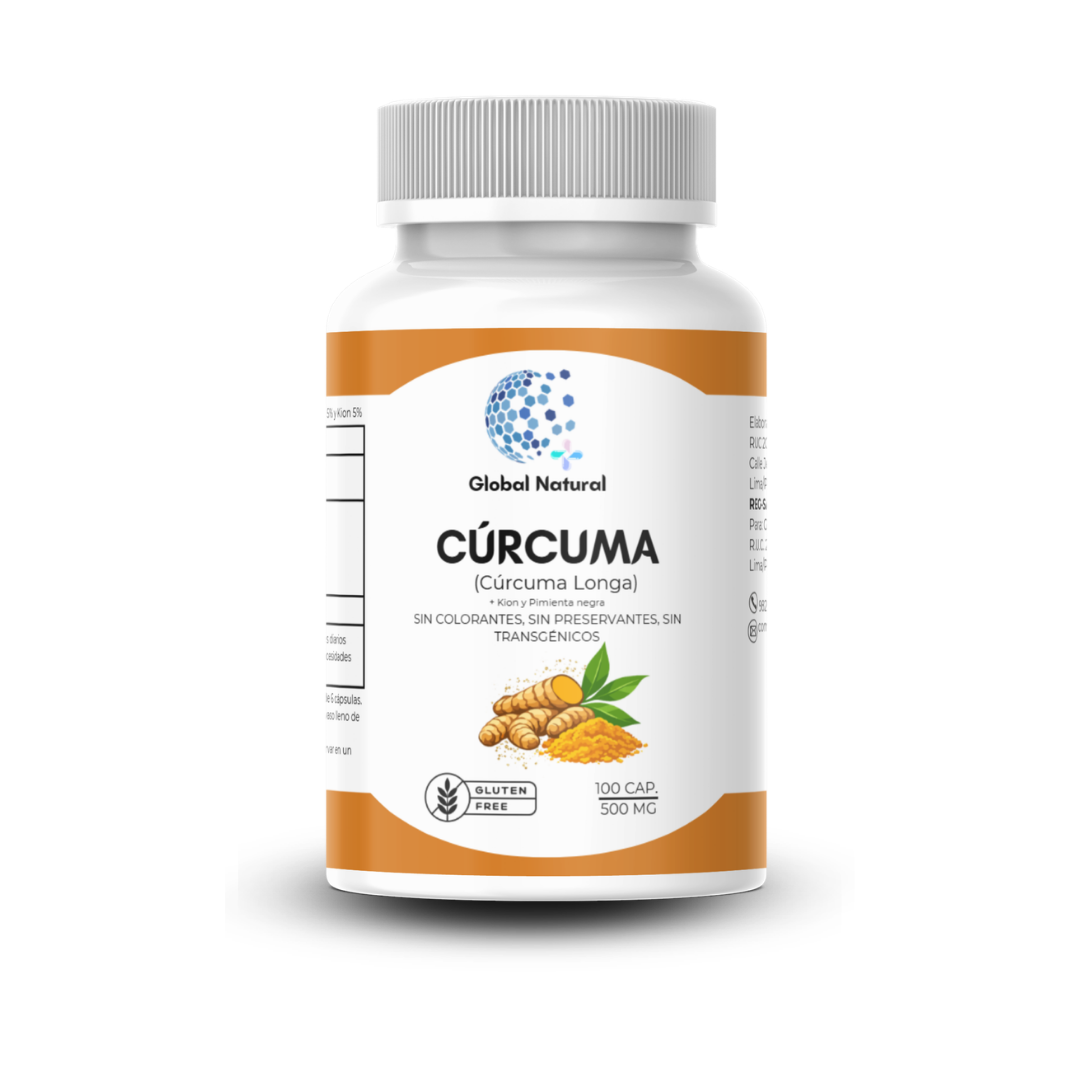 CURCUMA  EN CAPSULAS 100 UNIDADES DE 500MG - GLOBAL NATURAL - 2