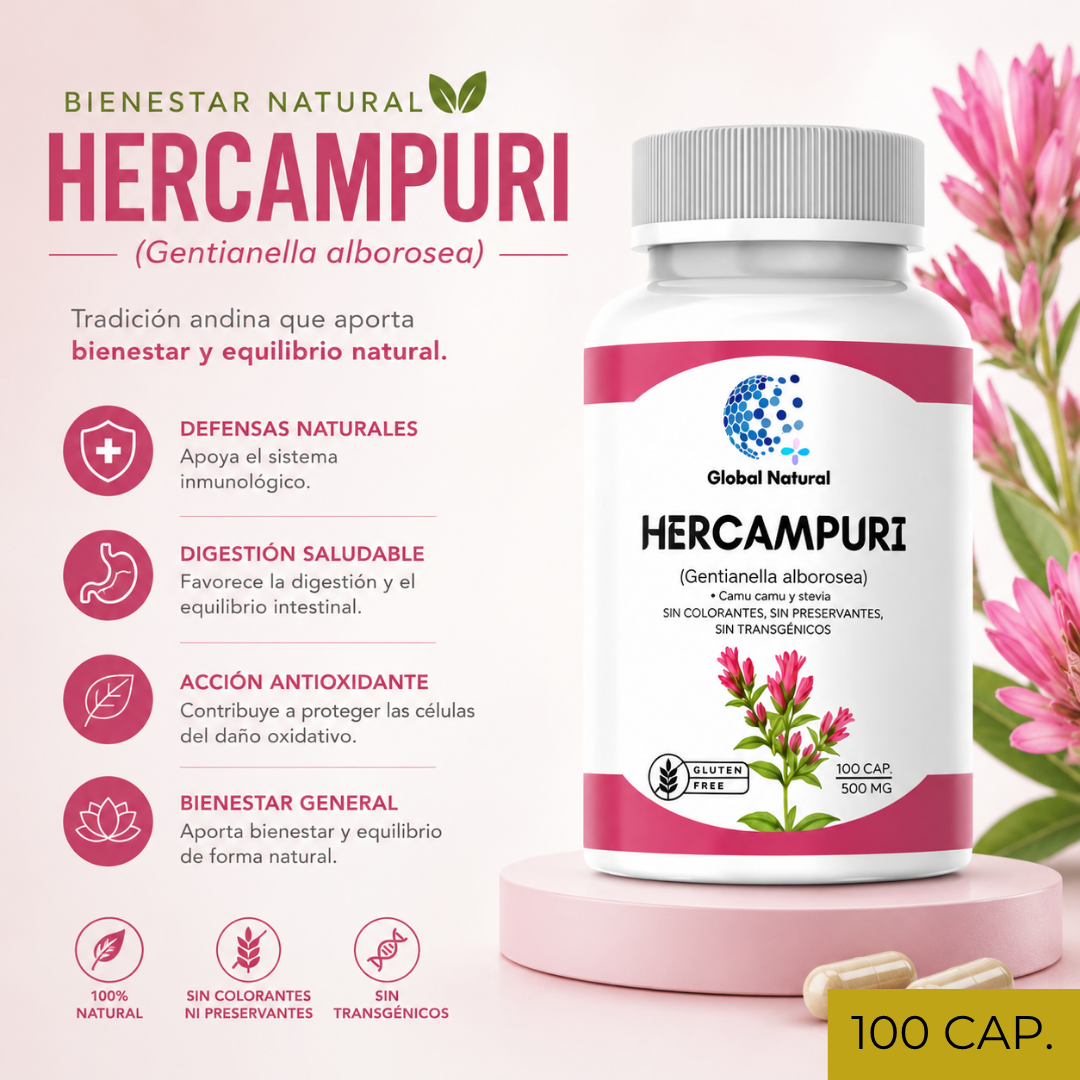 HERCAMPURI EN CAPSULAS 100 UNIDADES DE 500MG - GLOBAL NATURAL - 4
