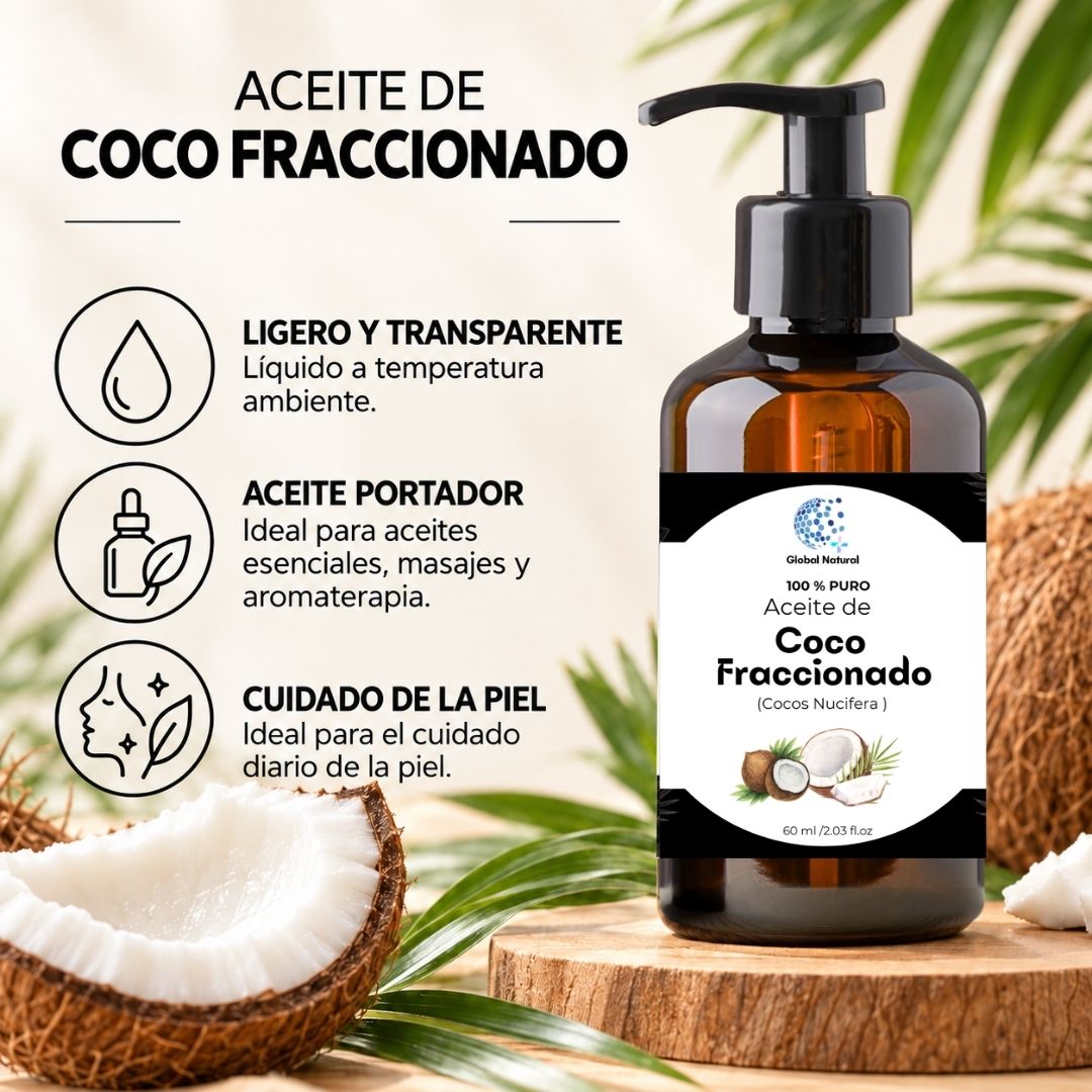 ACEITE DE COCO FRACCIONADO (VEHICULAR/ PORTADOR) FCO 60ML GLOBAL NATURAL - 3