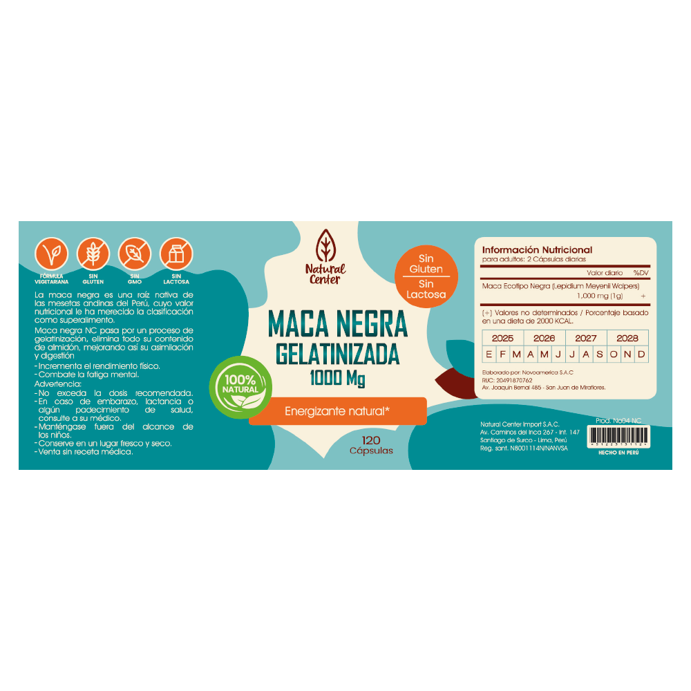 SUPLEMENTO NATURAL CENTER CÁPSULAS BLANDAS MACA NEGRA GELATINIZADA 1000 MG - 2