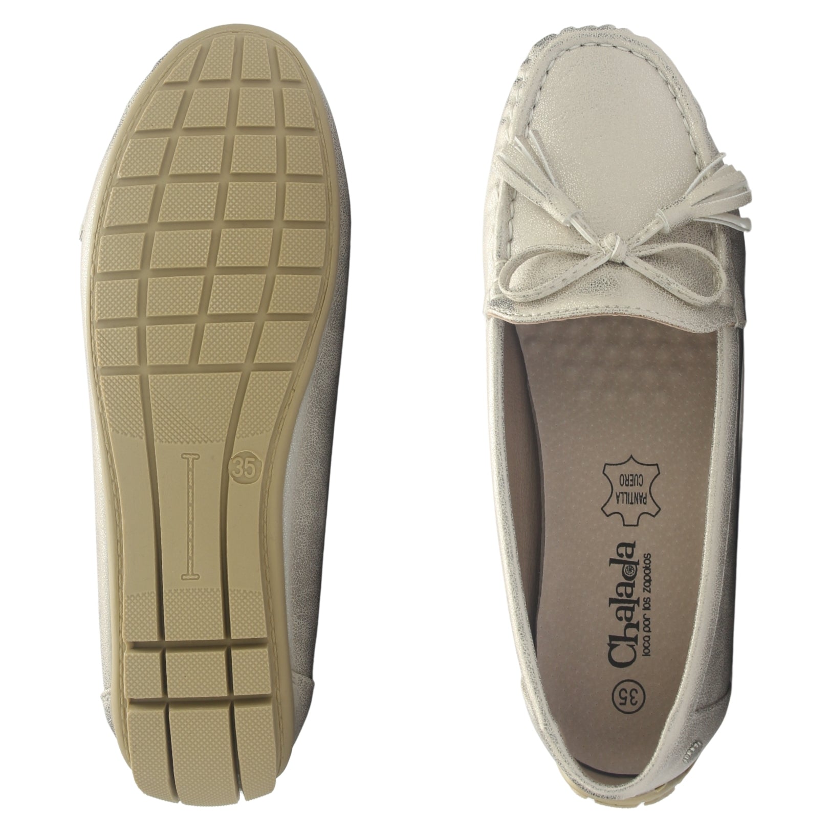 MOCASIN MUJER CHALADA NAUTICO-3 CHAMPAGNE CASUAL - 3