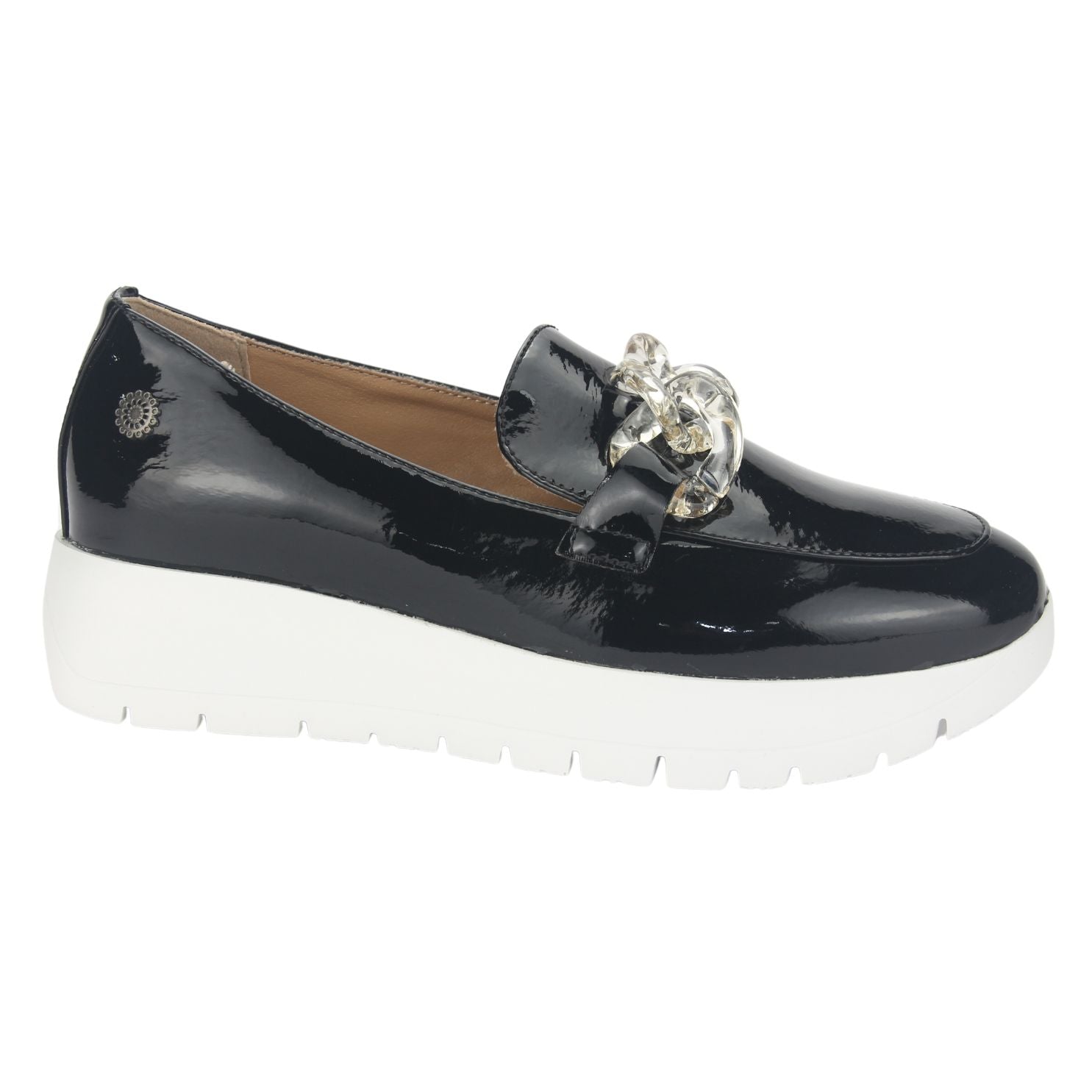 MOCASIN CHALADA MUJER WONDER-1 NEGRO BLANCO CASUAL - 1