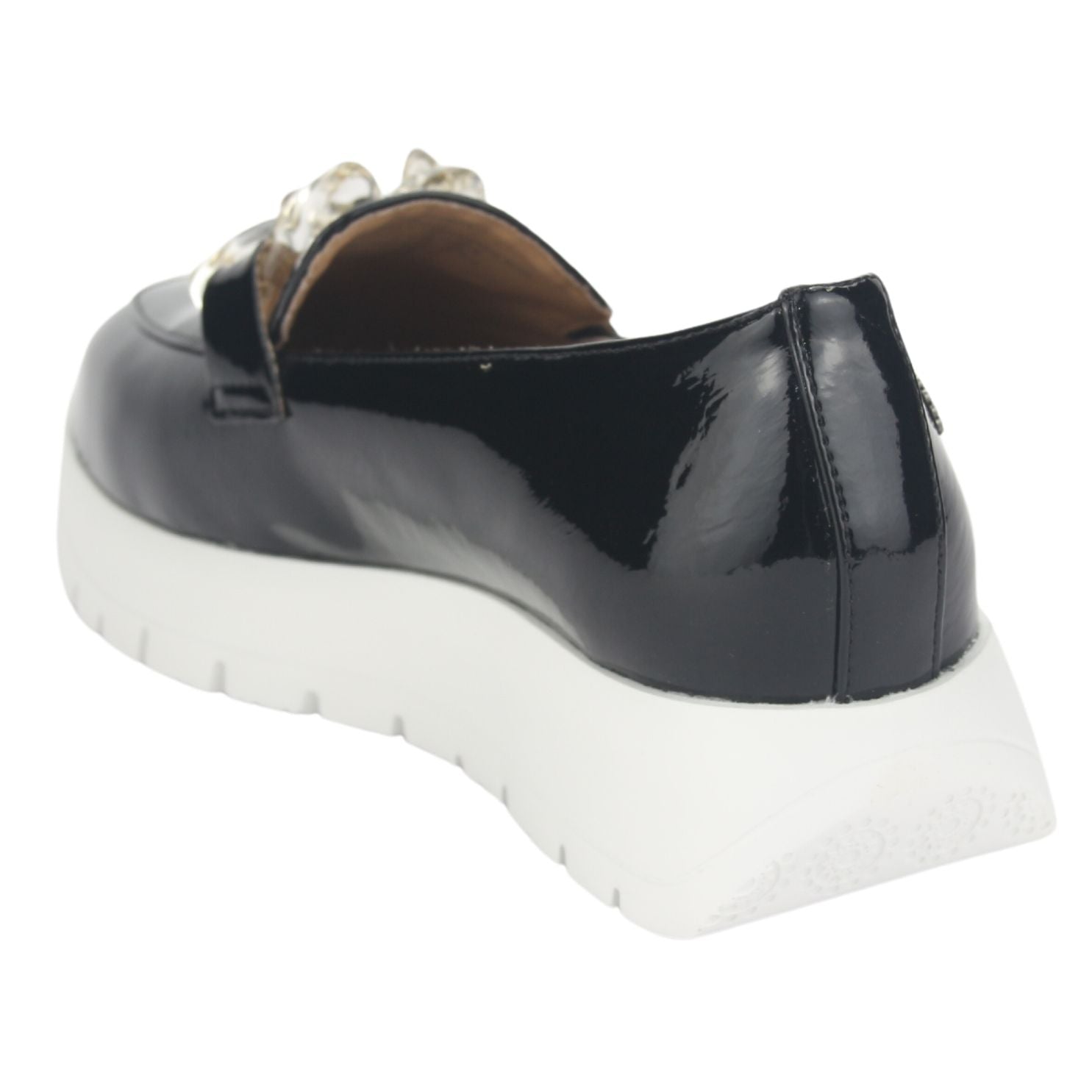 MOCASIN CHALADA MUJER WONDER-1 NEGRO BLANCO CASUAL - 2