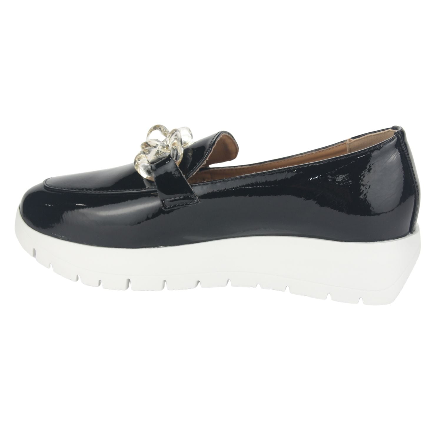 MOCASIN CHALADA MUJER WONDER-1 NEGRO BLANCO CASUAL - 3