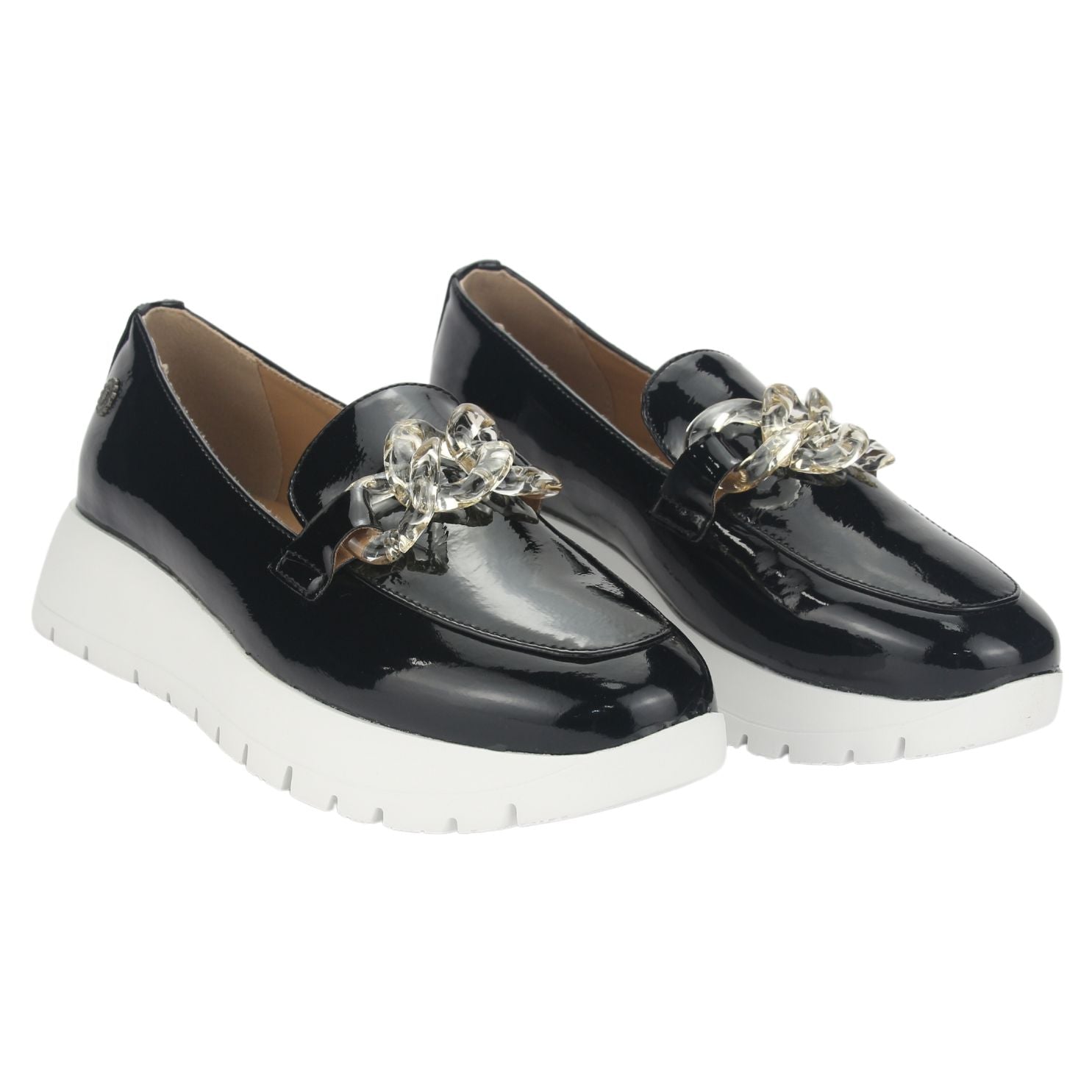 MOCASIN CHALADA MUJER WONDER-1 NEGRO BLANCO CASUAL - 5
