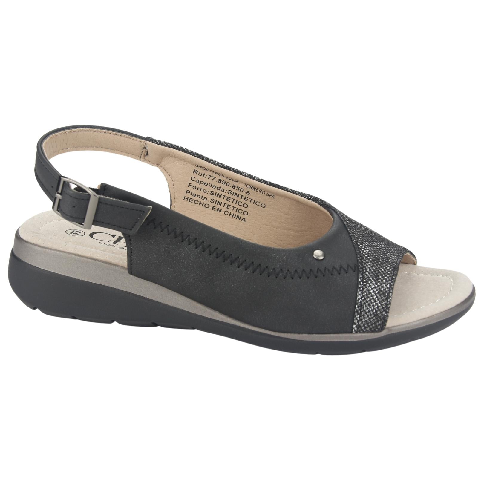 SANDALIAS CHALADA MUJER FLORO-5 NEGRO - 1