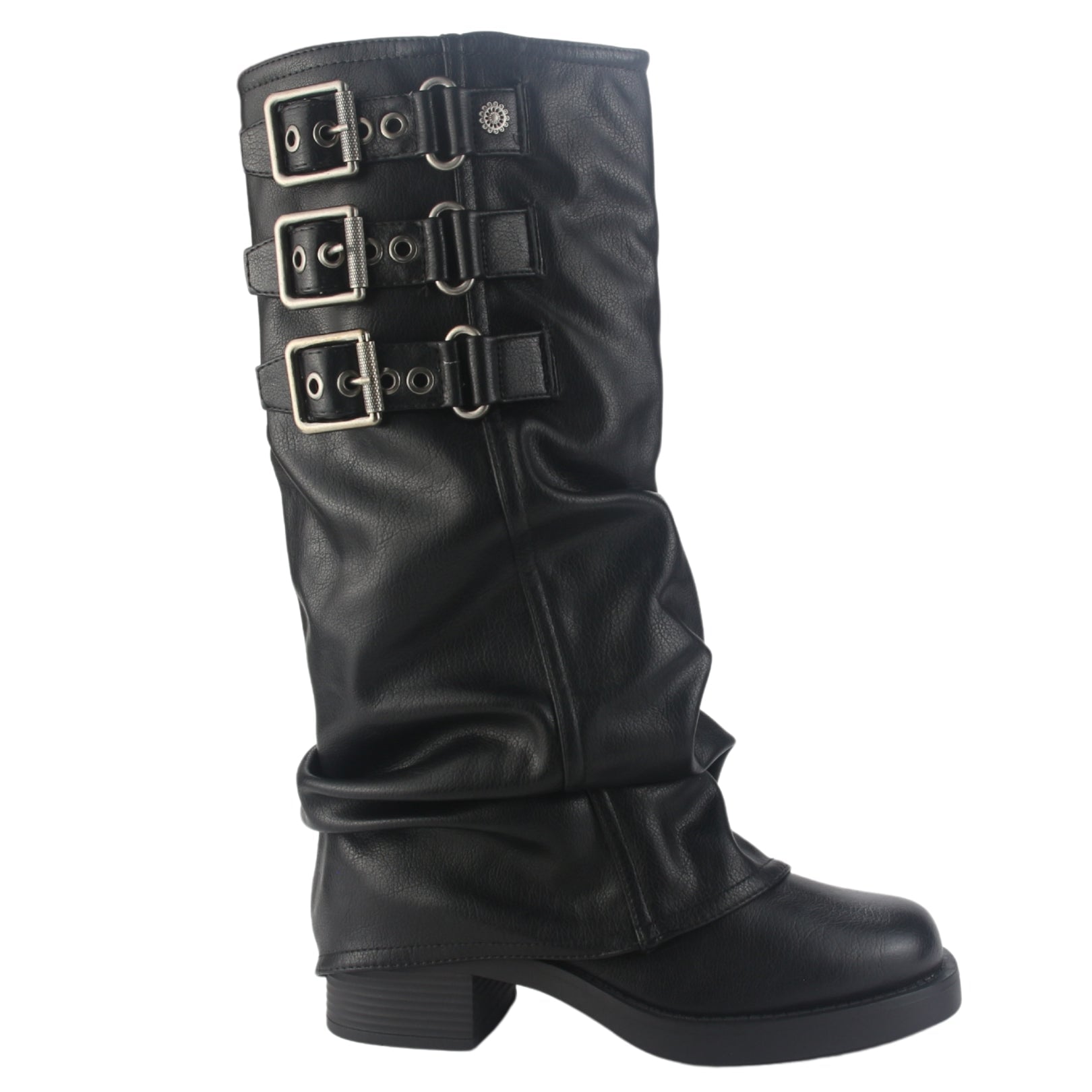 BOTA CHALADA MUJER BIKER-7 NEGRO CASUAL - 1