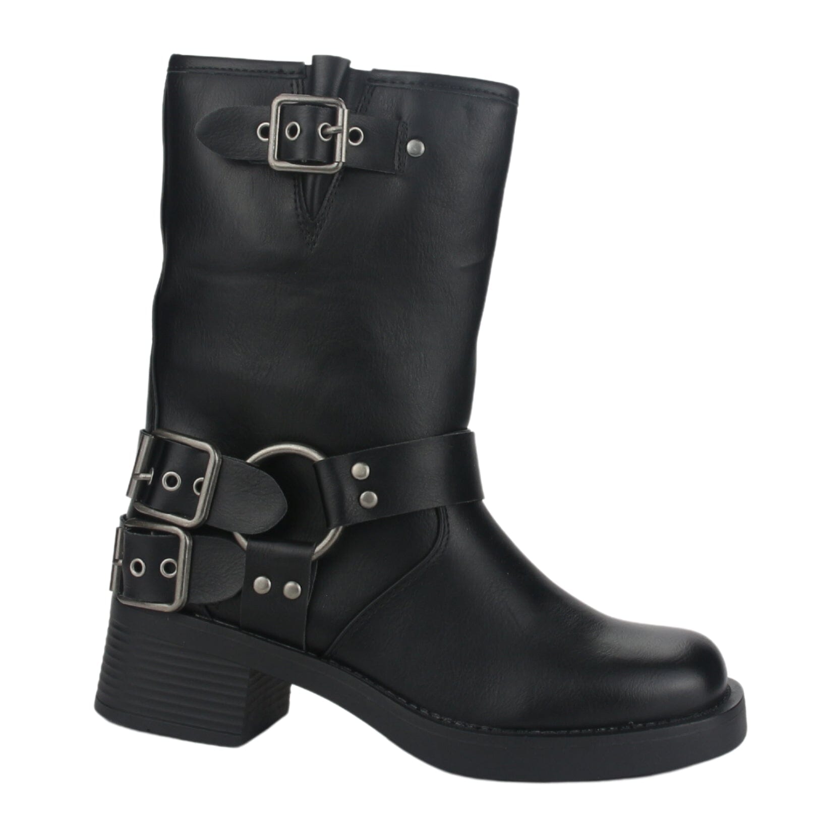 BOTIN CHALADA MUJER BIKER-1 NEGRO CASUAL - 1
