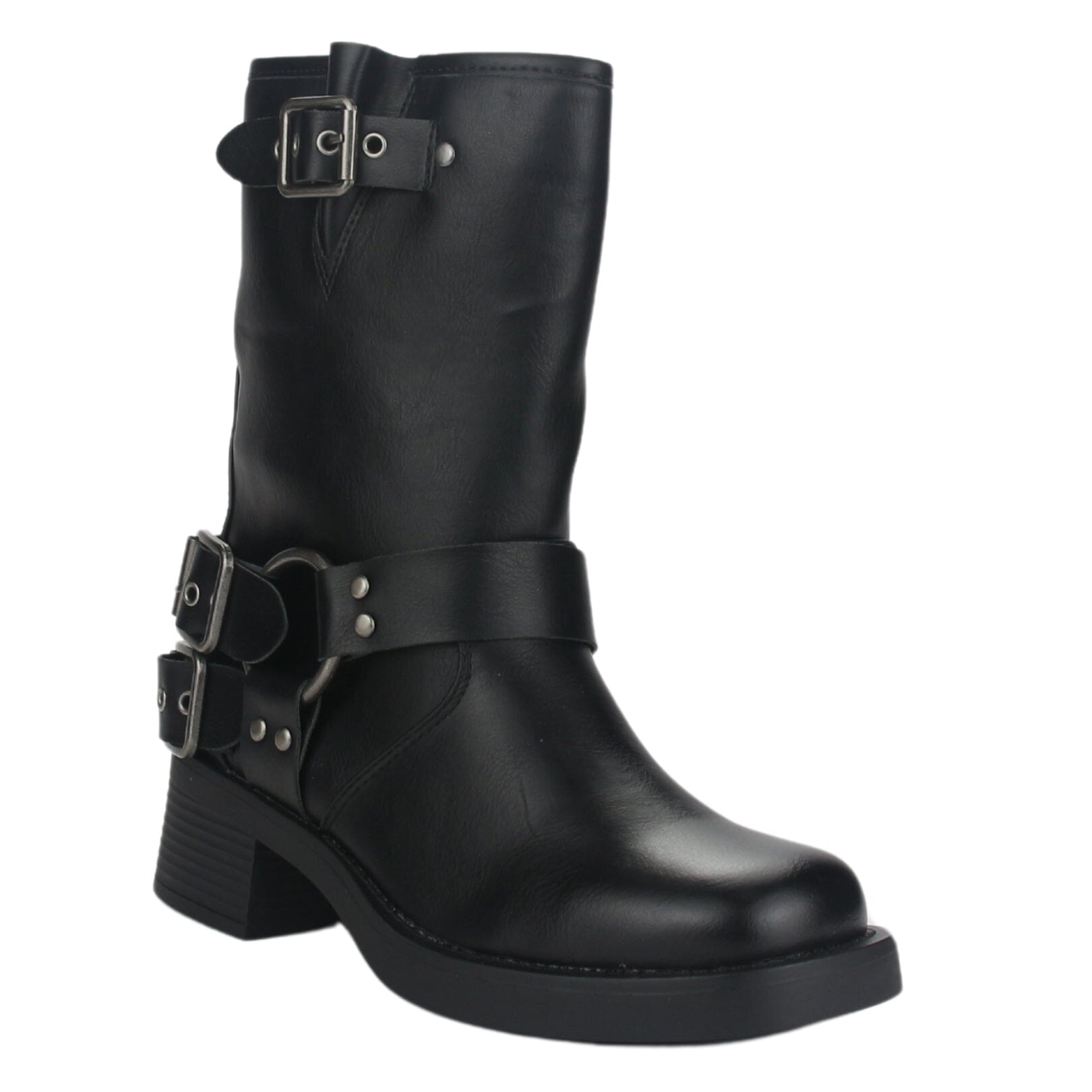 BOTIN CHALADA MUJER BIKER-1 NEGRO CASUAL - 3