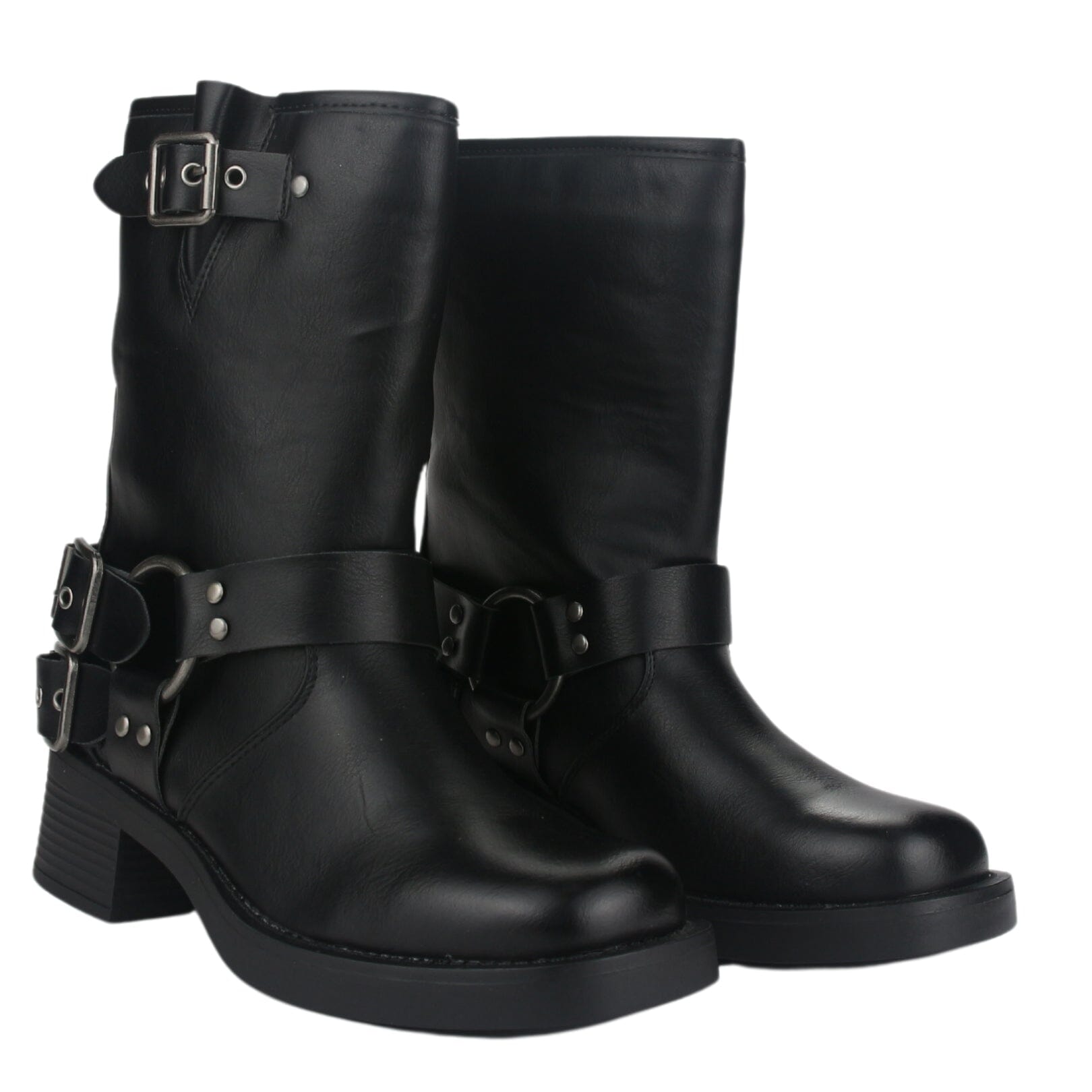 BOTIN CHALADA MUJER BIKER-1 NEGRO CASUAL - 4