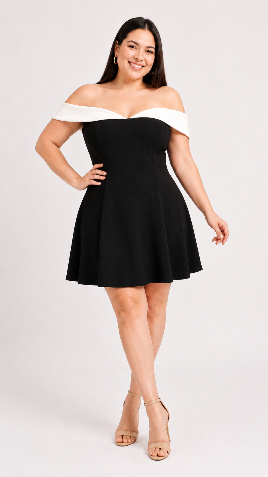VESTIDO BI COLOR KORINA NEGRO - 4