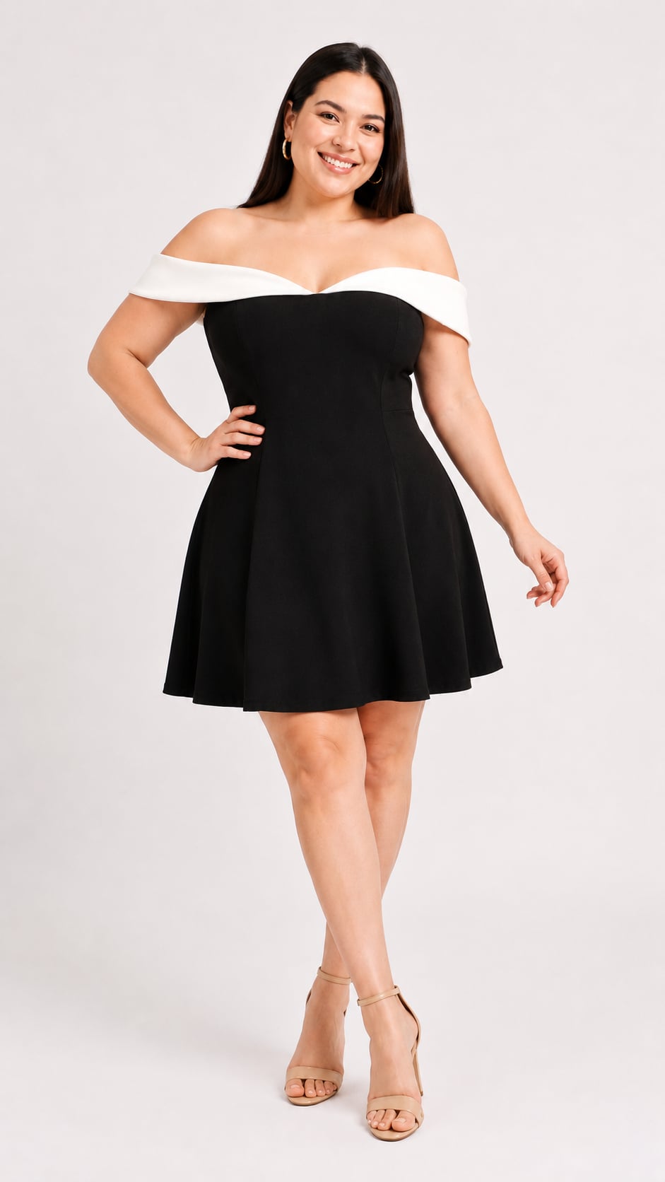 VESTIDO BI COLOR KORINA NEGRO - 4