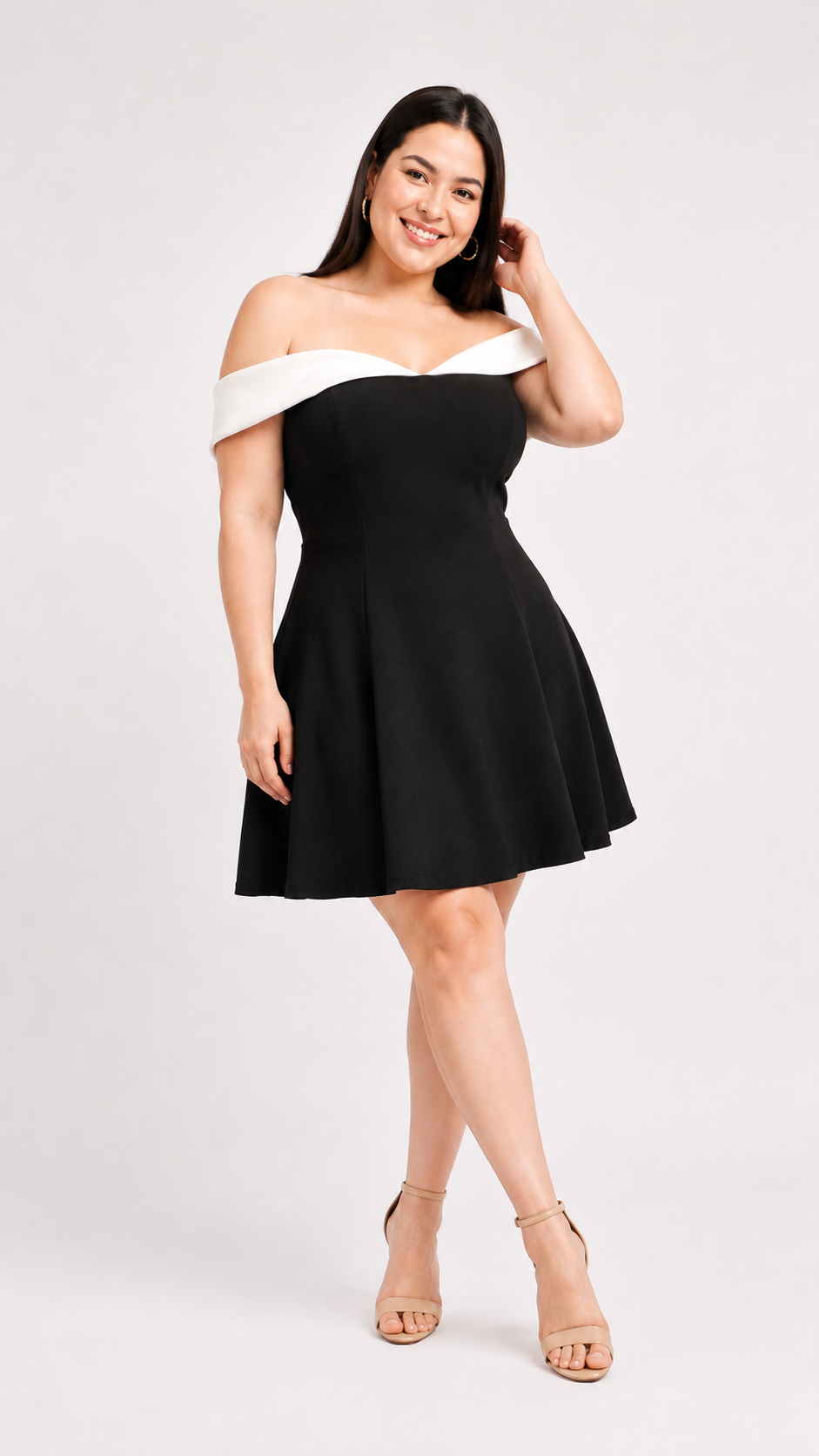 VESTIDO BI COLOR KORINA NEGRO - 5