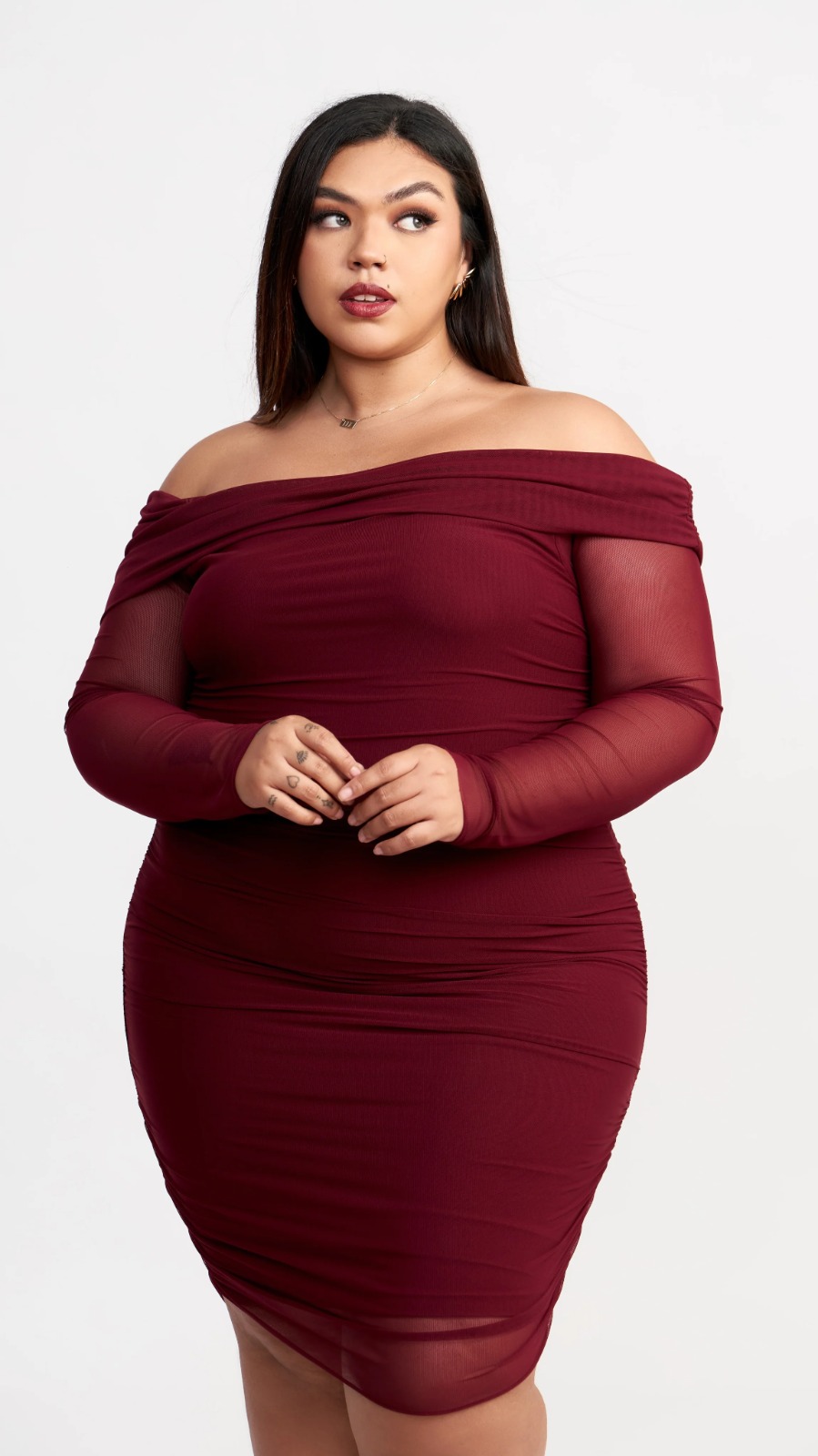 VESTIDO OFF SHOULDER JHOSELYN VINO - 1