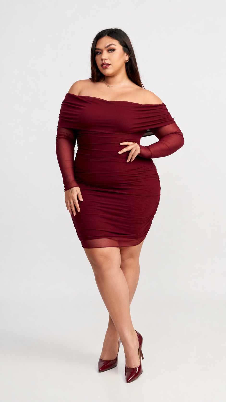 VESTIDO OFF SHOULDER JHOSELYN VINO - 4