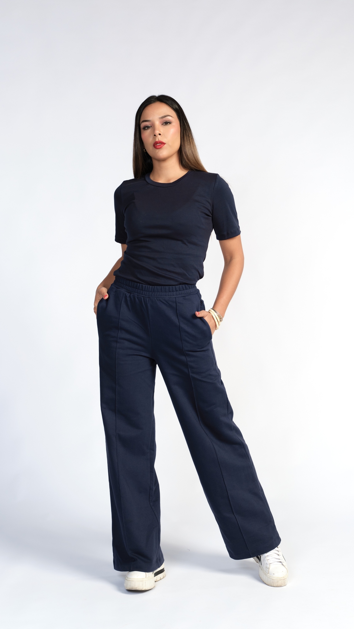 TOP BASICO DE GAMUZA AZUL NAVY - 2