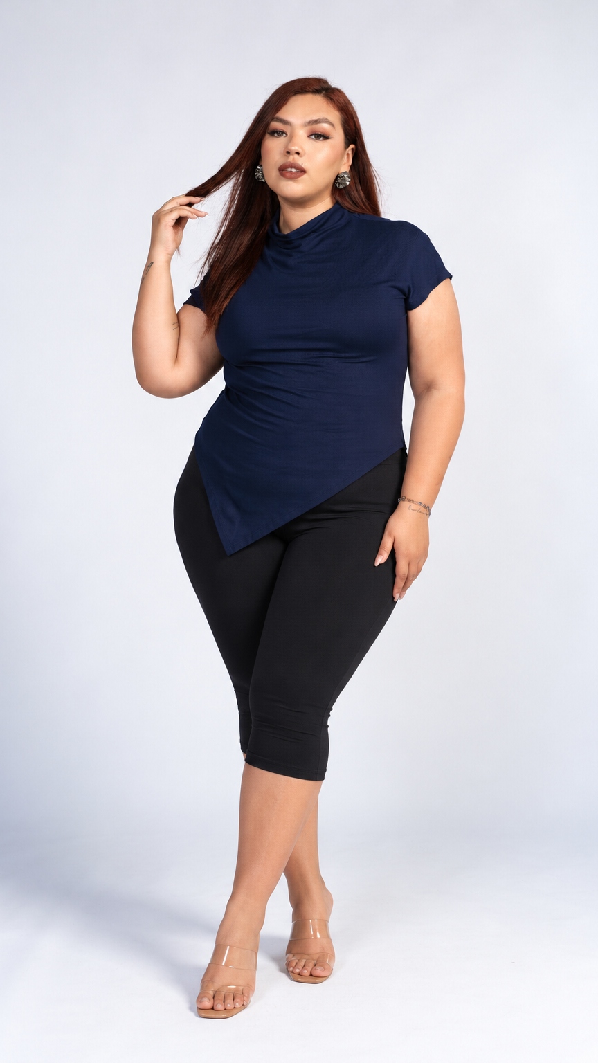 TOP ASIMÉTRICO LUXE AZUL NAVY - 1