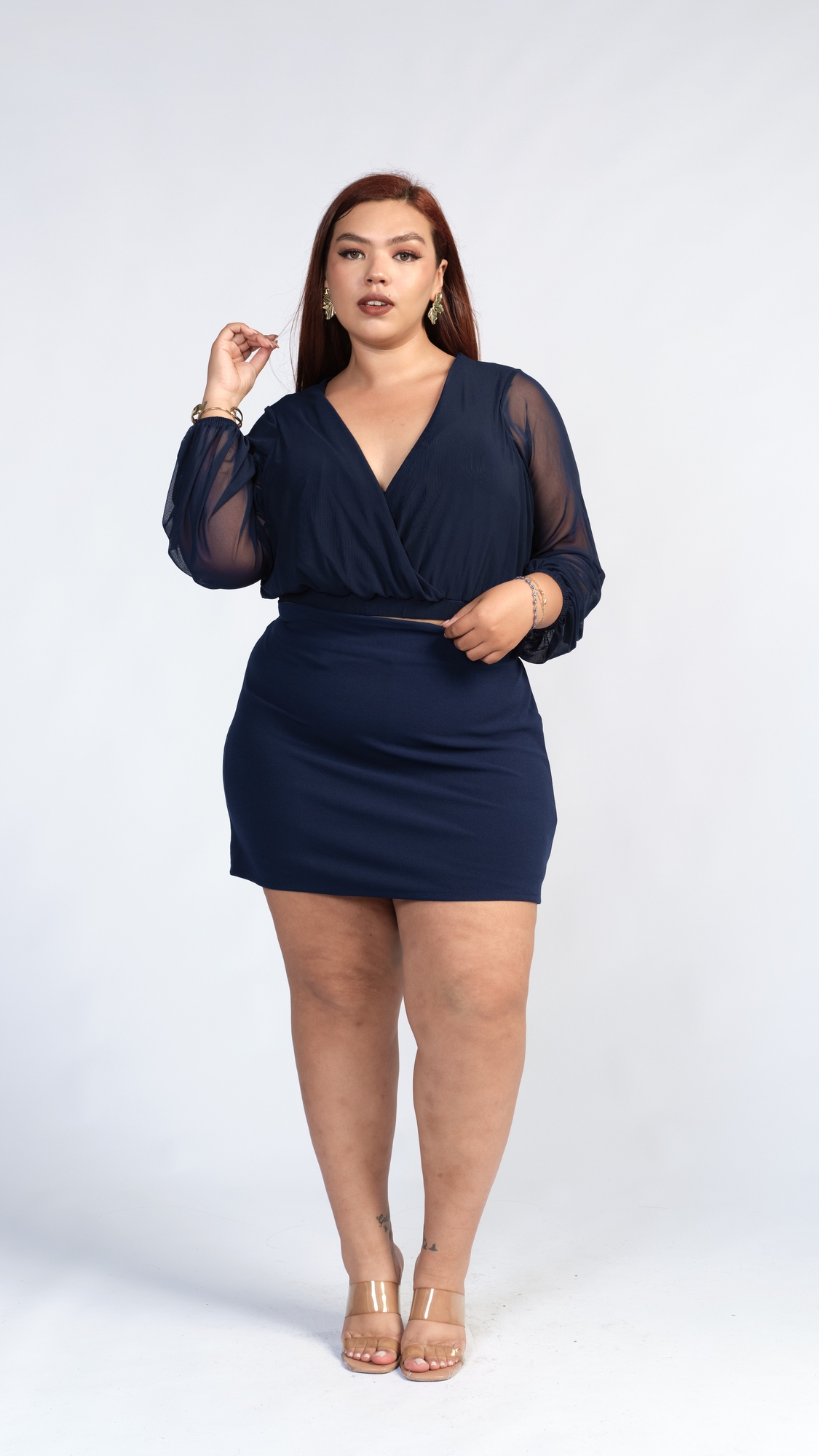 SHORT FALDA JULISSA AZUL NAVY - 1