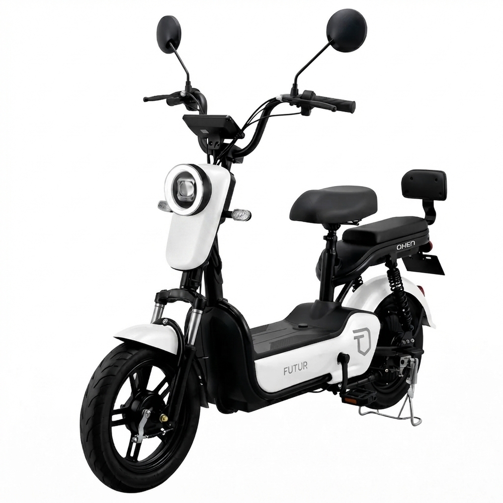 BICIMOTO ELÉCTRICA OXEN DE LITIO, 25KMH, 35KM, 350W BLANCO - BATERÍA EXTRAÍBLE. - 2
