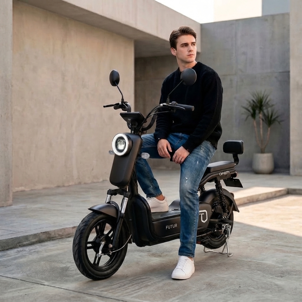 BICIMOTO ELÉCTRICA OXEN DE LITIO, 25KMH, 35KM, 350W NEGRO - BATERÍA EXTRAÍBLE - 1
