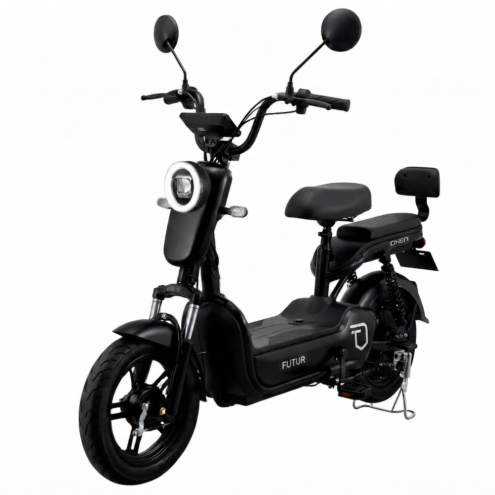 BICIMOTO ELÉCTRICA OXEN DE LITIO, 25KMH, 35KM, 350W NEGRO - BATERÍA EXTRAÍBLE - 2