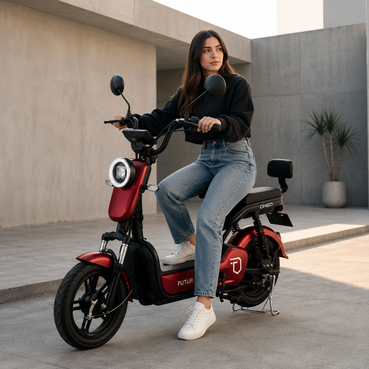 BICIMOTO ELÉCTRICA OXEN DE LITIO, 25KMH, 35KM, 350W ROJO JAM - BATERÍA EXTRAÍBLE - 1