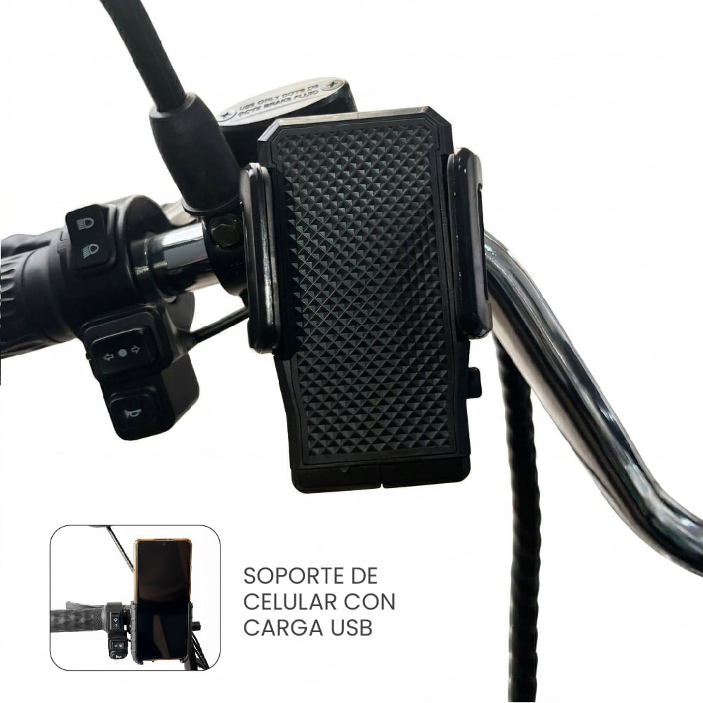 MOTO ELÉCTRICA REBEL DE LITIO, 50KMH, 45KM, 2000W NEGRO - BATERÍA EXTRAÍBLE - 5