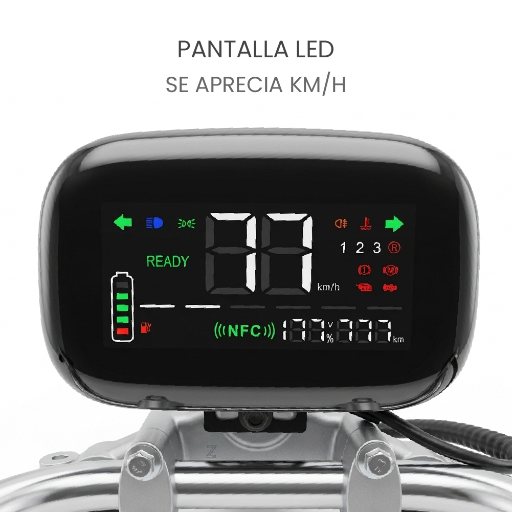 MOTO ELÉCTRICA REBEL DE LITIO, 50KMH, 45KM, 2000W NEGRO - BATERÍA EXTRAÍBLE - 7