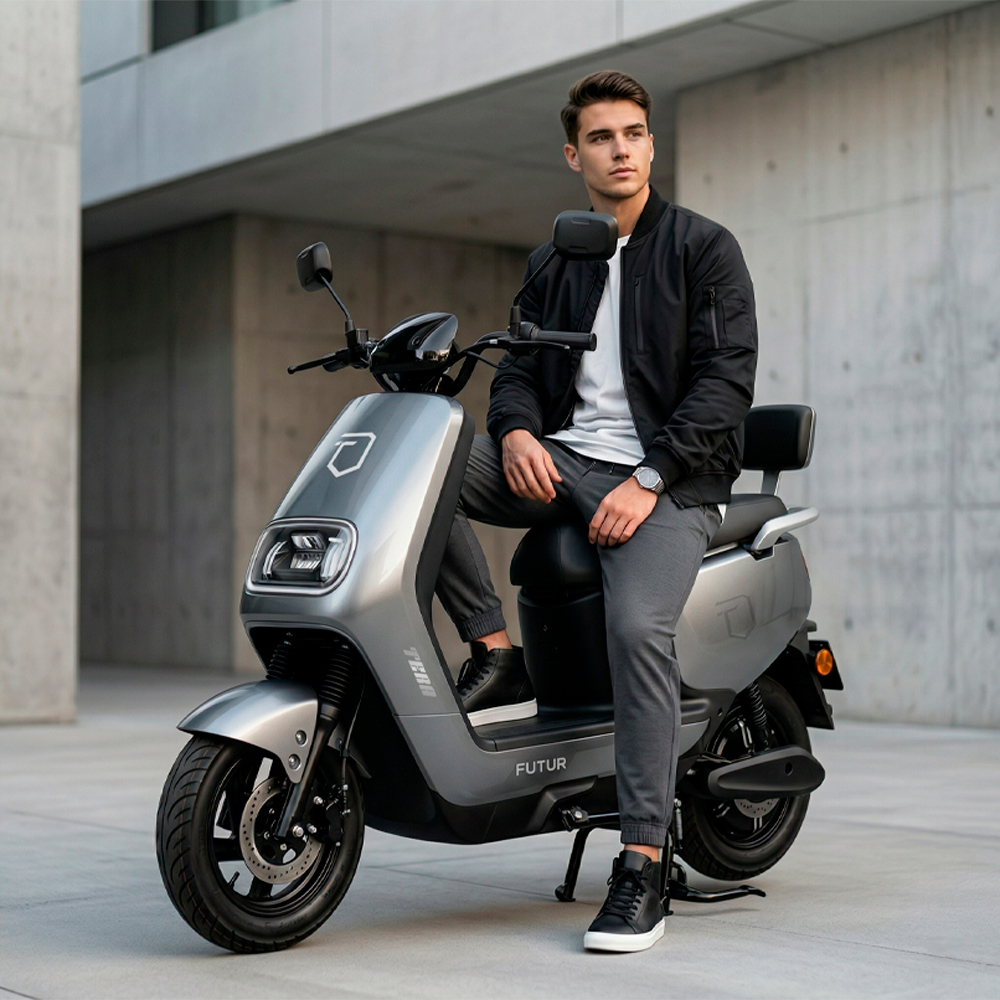 MOTO ELÉCTRICA TERA DE LITIO, 50KMH, 70KM, 800W GRIS - 1