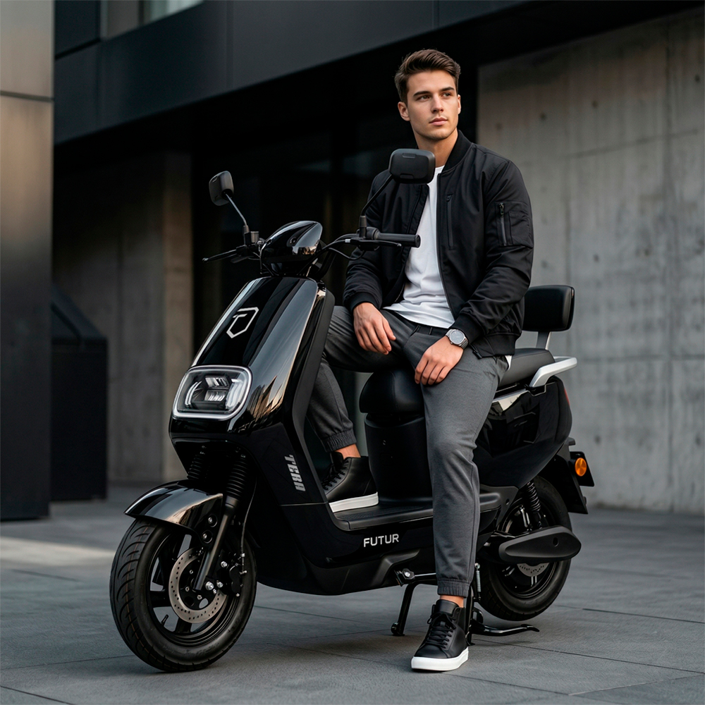 MOTO ELÉCTRICA TERA DE LITIO, 50KMH, 70KM, 800W NEGRO - 1