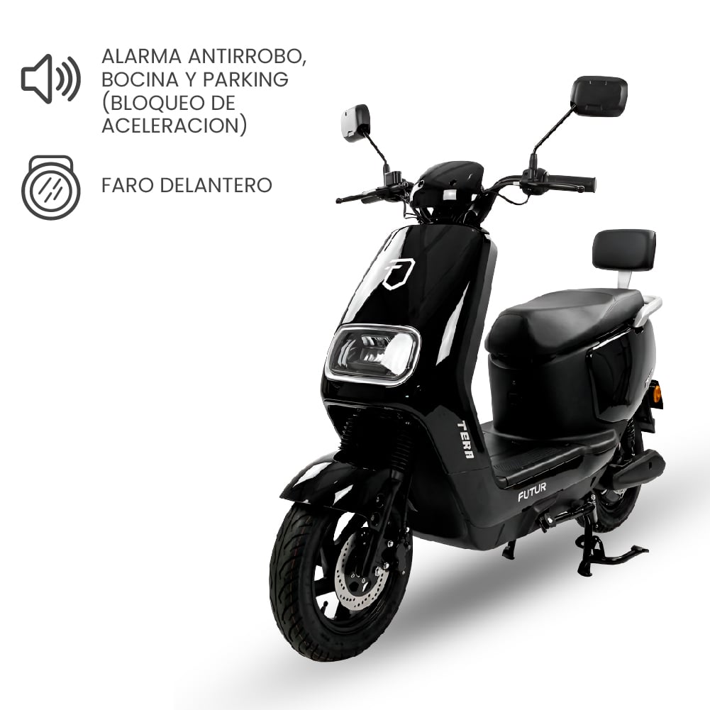 MOTO ELÉCTRICA TERA DE LITIO, 50KMH, 70KM, 800W NEGRO - 8