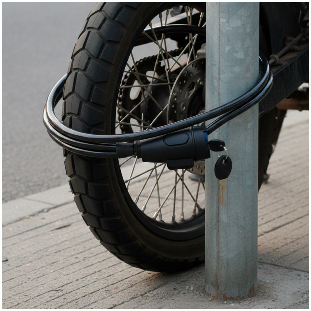 CANDADO DE SEGURIDAD FUTUR PARA MOTO CON NÚCLEO ENGROSADO NIQUELADO - 4