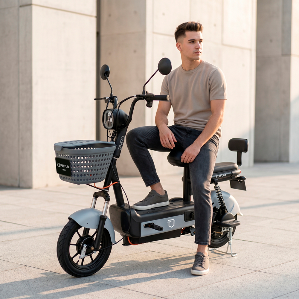 BICIMOTO ELECTRICA FUTUR ZYRO GRIS MATE - BATERÍA EXTRAÍBLE - 1