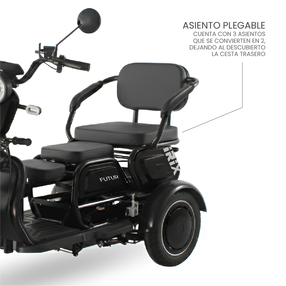 TRIMOTO ELECTRICA CONVERTIBLE FUTUR IRIX NEGRO MOTOR 600W - BATERÍA EXTRAÍBLE - 6