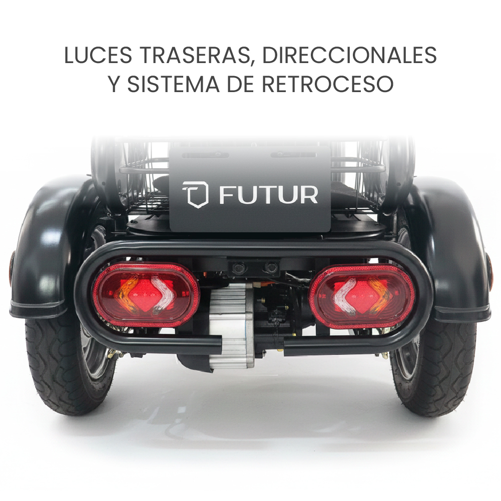 TRIMOTO ELECTRICA CONVERTIBLE FUTUR IRIX NEGRO MOTOR 600W - BATERÍA EXTRAÍBLE - 7