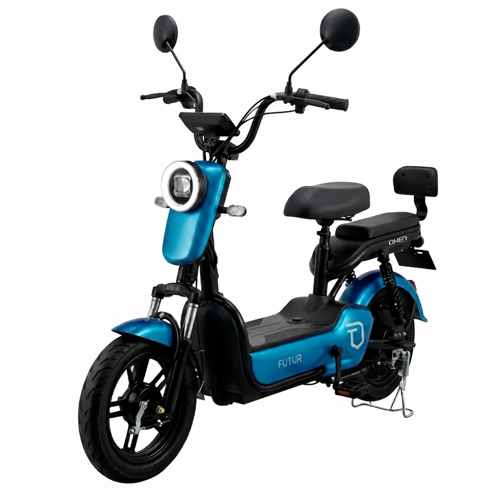 BICIMOTO ELÉCTRICA OXEN DE LITIO, 25KMH, 35KM, 350W AZUL METÁLICO - BATERÍA EXTRAÍBLE - 2