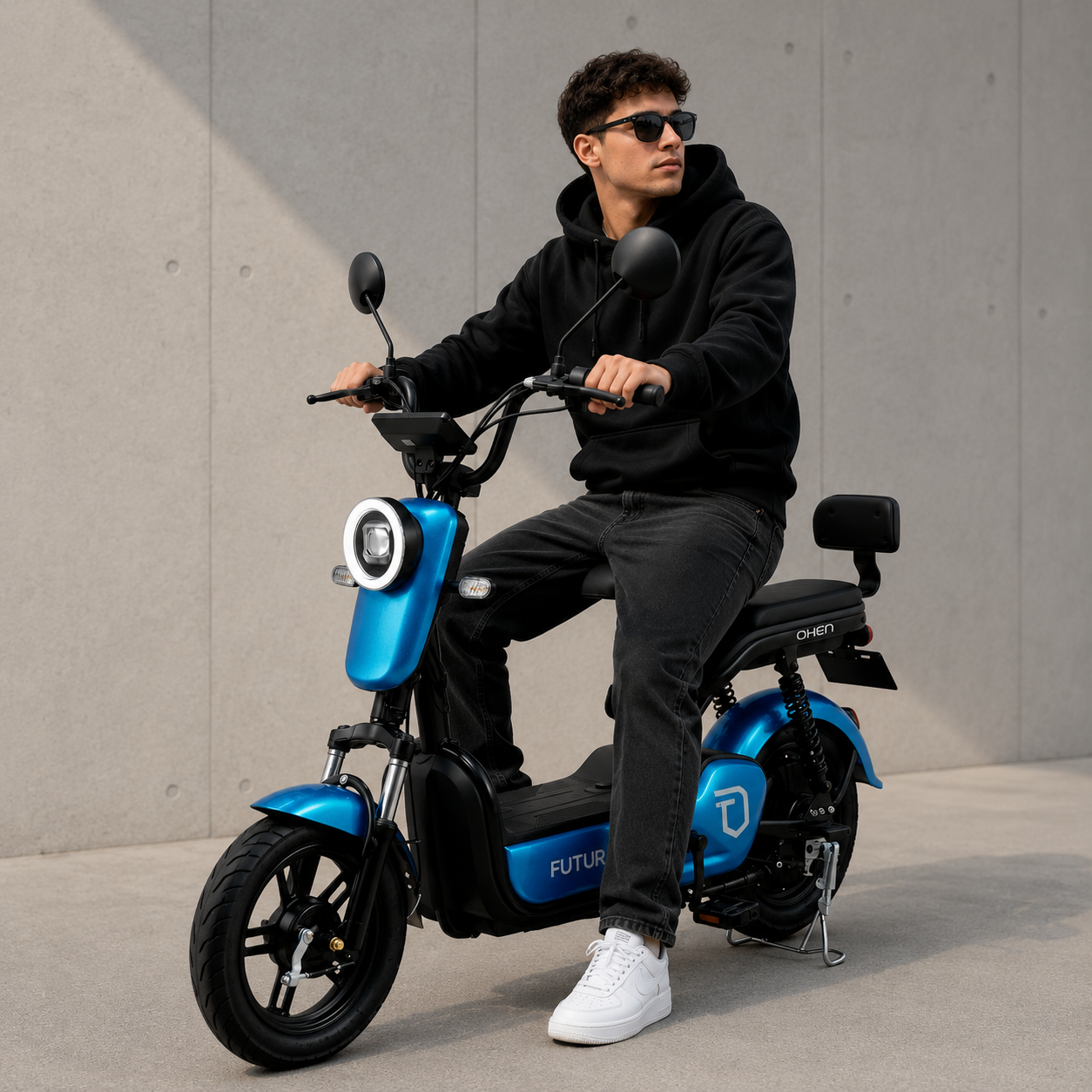BICIMOTO ELÉCTRICA OXEN DE LITIO, 25KMH, 35KM, 350W AZUL METÁLICO - BATERÍA EXTRAÍBLE - 2