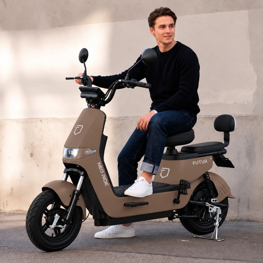 BICIMOTO ELÉCTRICA NEORIDE 25KM/H, 35KM, 350W TAUPE - BATERÍA EXTRAÍBLE - 1