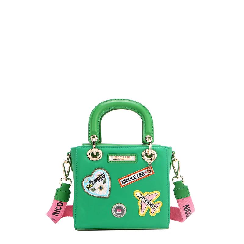 BOLSO DE MANO CON PARCHES DE COLORES (VERDE) - 1