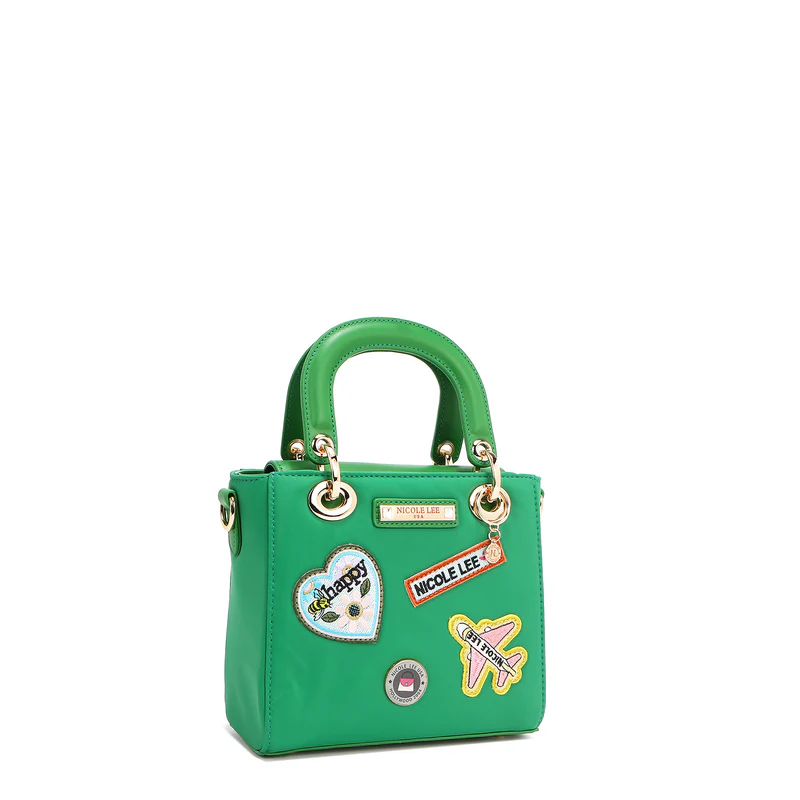 BOLSO DE MANO CON PARCHES DE COLORES (VERDE) - 2