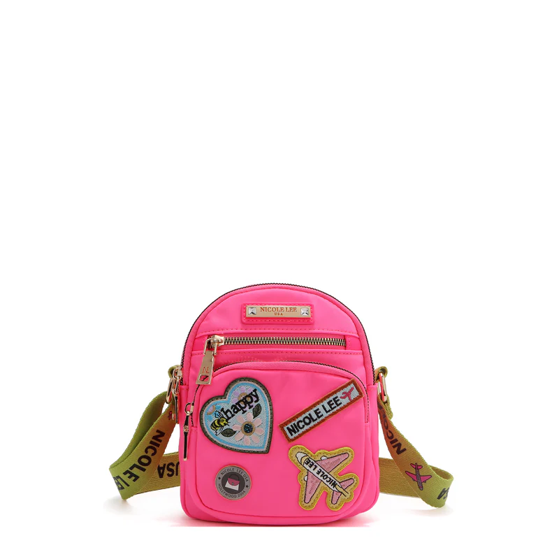 BOLSO CRUZADO CON PARCHES DE COLORES (ROSADO) - 1